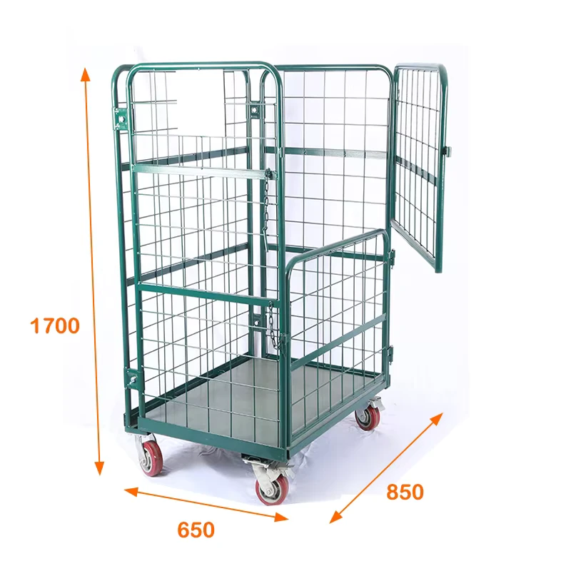 L850XD650XH1700 Quality Collapsible Metal Transport Demountable Roll Cage Trolley 2 Doors Hand Carts Trolley