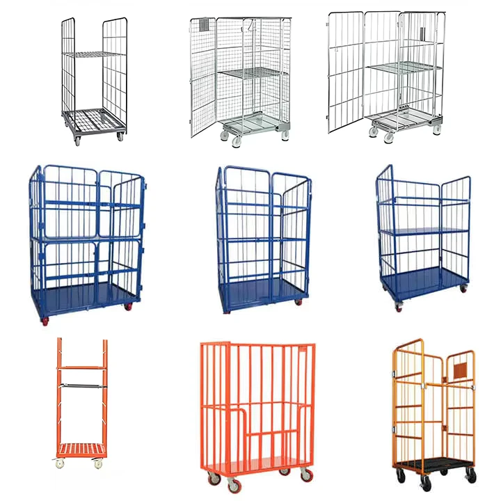 Large Cage Trolley Custom Corrosion Resistant Warehouse Logistics Heavy Duty Roll Cage Trolley