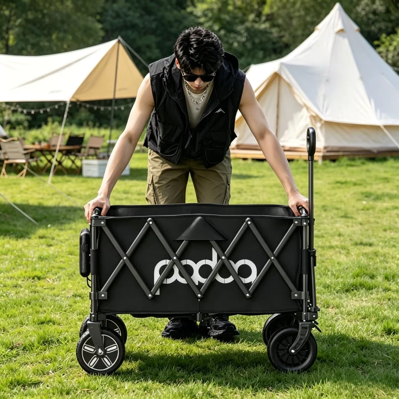 Large Capacity 180L Electric Power Assist Wagon Collapsible Camping Cart for Heavy Load Easy Storage