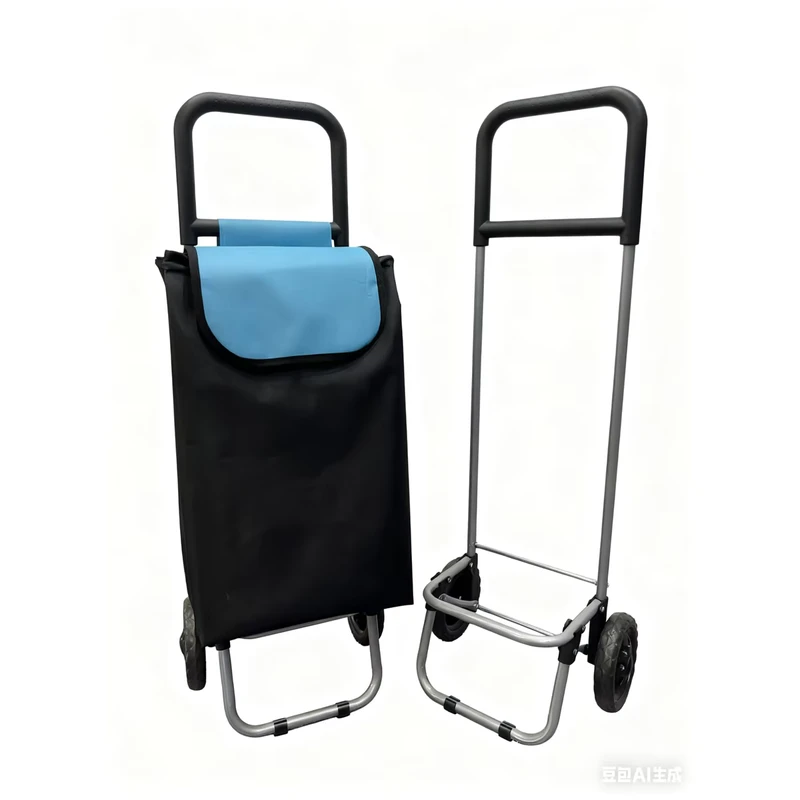 Large Capacity 2 Wheel Folding Aluminium Steel Shopping Cart Seat Elderly Travel Convenience 50KGS Capacity Durable Trolley