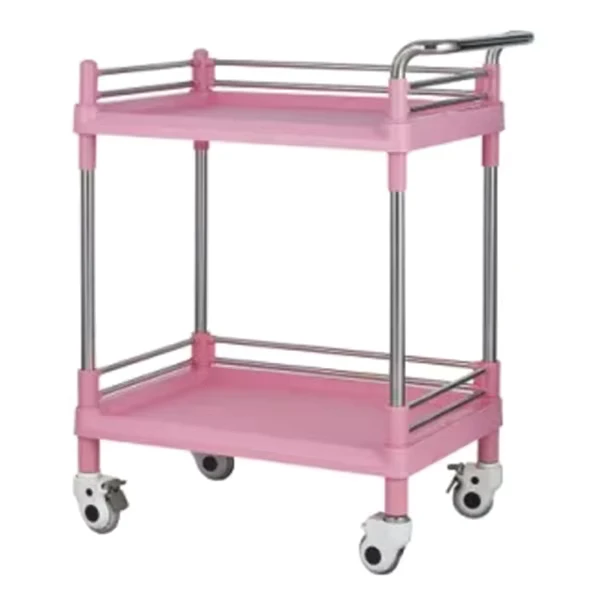 Large Capacity 3 Tier Push Handle Silent Casters 201 Stainless Steel Plastic Steel Hospital Cart