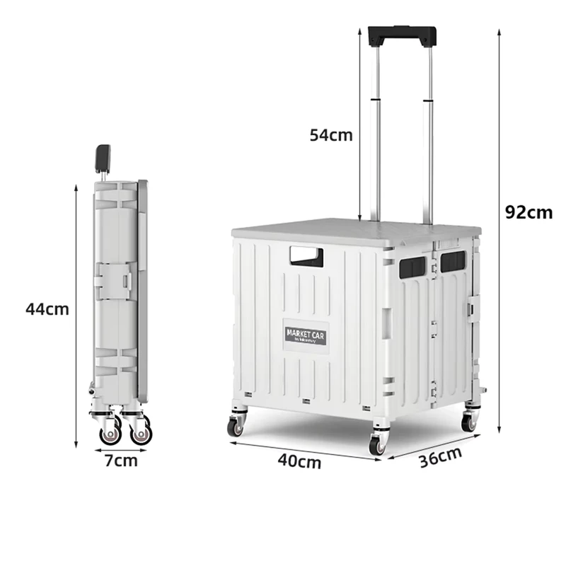 Large Capacity (45 65L) High Load Bearing Hidden Bracket Design PP Material Minimalist Style Easy Cleaning Folding Shopping Cart