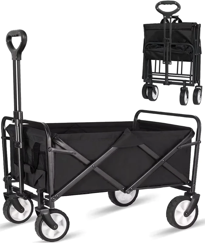 Large Capacity Aluminium Beach Cart Heavy Duty Portable Collapsible Four Wheel Platform OEM Wagon for Sports Shopping Camping