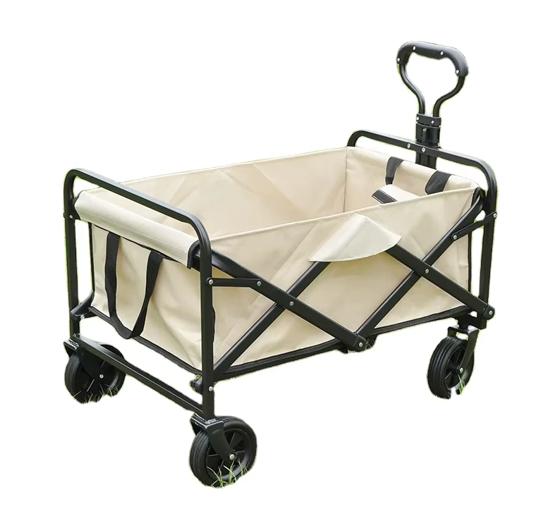 Large Capacity Camping Trolley 120kg Load Bearing Sundries Storage Camping Foldable Wagon