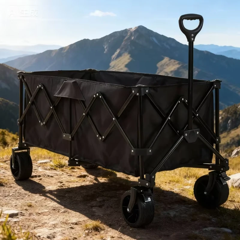 Large Capacity Carbon Steel Double Layer Tear Resistant Fabric Folding Camping Cart