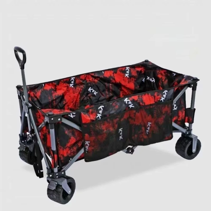 Large Capacity Customized Shopping Trolley Picnic Heavy Duty Camping Beach Foldable Steel Frame 4-Wheel Multi-Function Cart