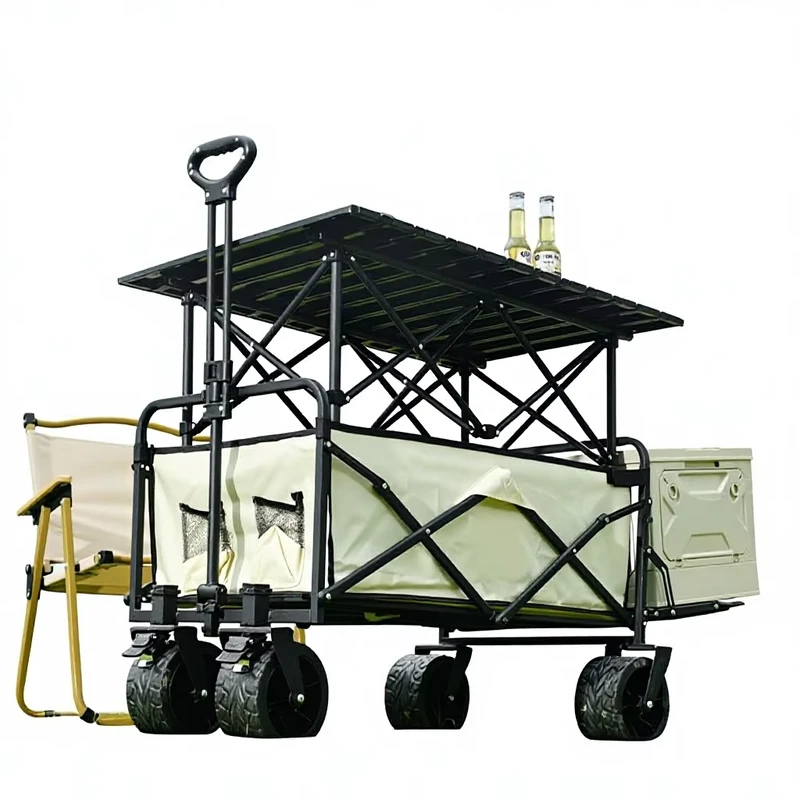Large Capacity Foldable Outdoor Camping Cart for Stall Delivery and Pulling Use