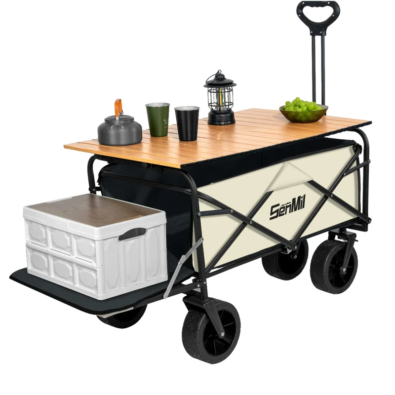 Large Capacity Foldable Roll Container Four Wheel 100L Lightweight Outdoor Camping Cart for Camper Van