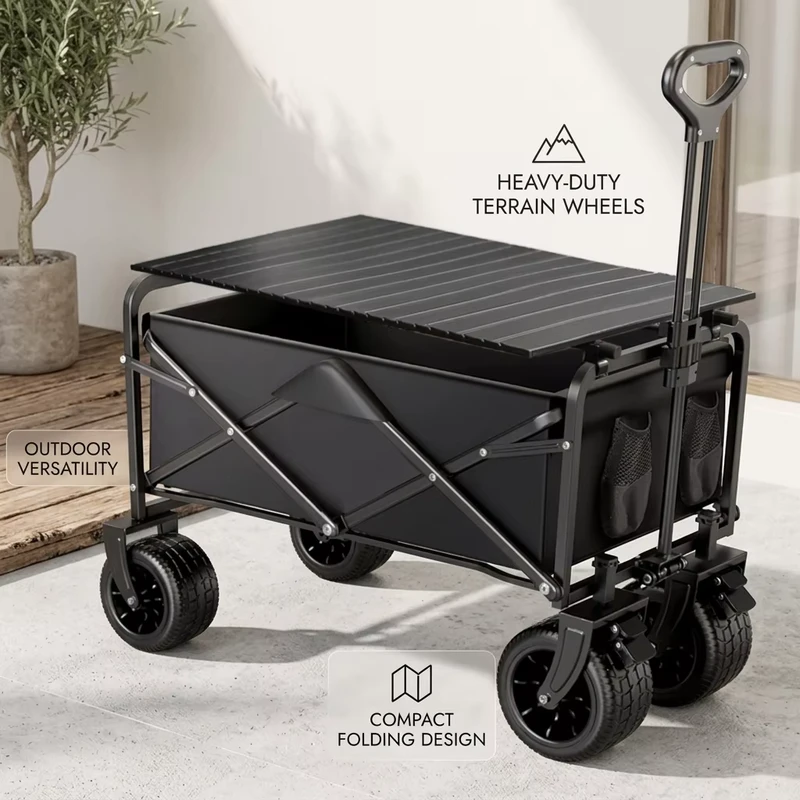 Large Capacity Foldable Trolley Wagon Cartcollapsible All Purpose Garden Storage Wagon Cart
