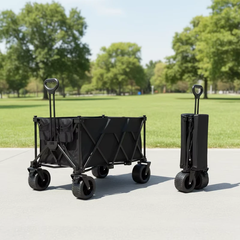 Large Capacity Folding Cart Portable Collapsible Cart Sturdy Folding Wagon Outdoor Camping Trolley
