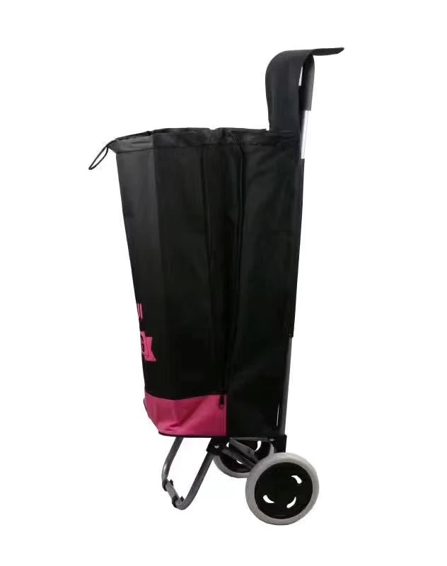 Large Capacity Folding Shopping Pull Cart Trolley Customized Black Multifunction