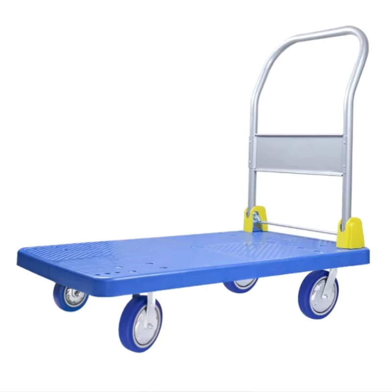 Large Capacity Metal 4 Wheel Hand Truck Warehouse Garage Pull Trolley Cart Warehouse Foldable Hand Truck