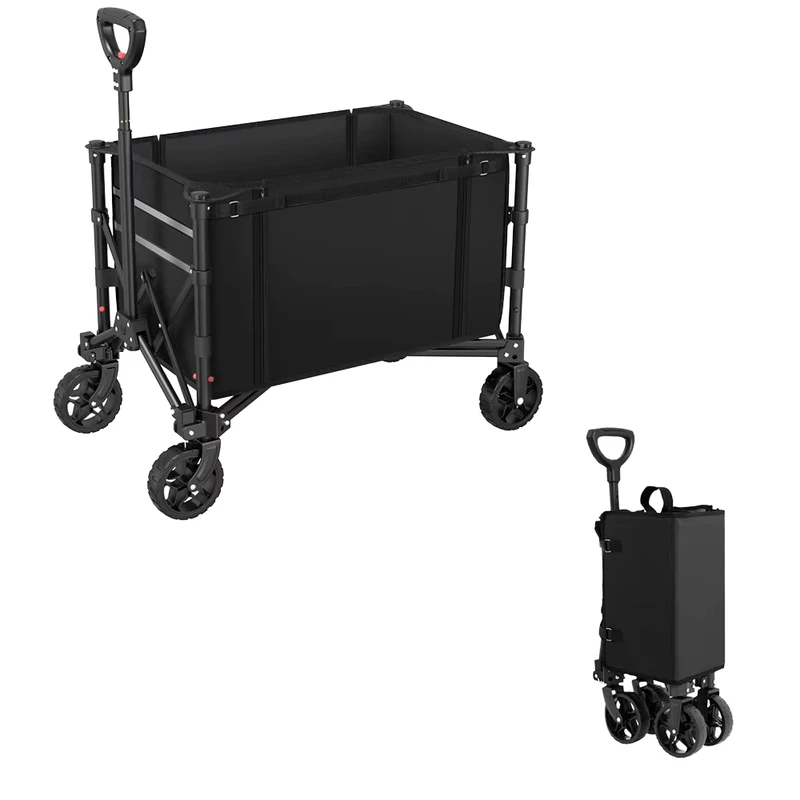 Large Capacity Outdoor Foldable Wagon Cart Stall Garden Trailer for Beach Fishing Easy Pull After Opening
