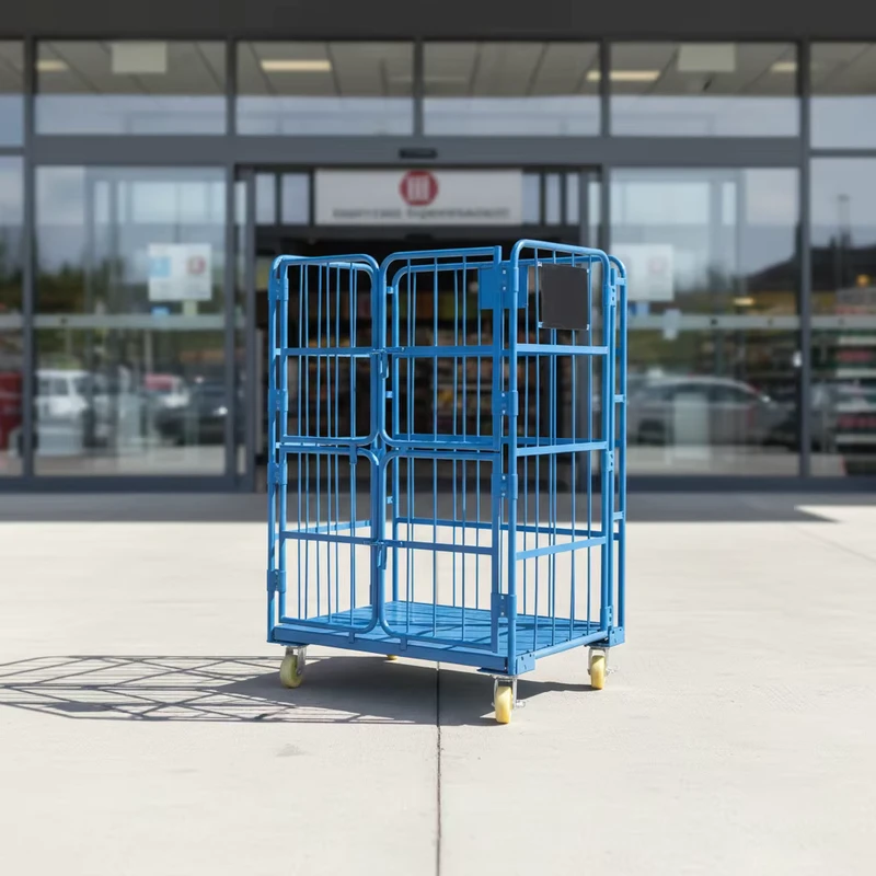 Large Capacity Roll Container with 5″ Wheels for Supermarket Bakery Storage Logistics Trolley