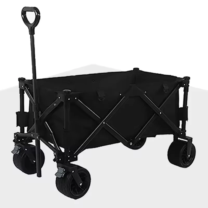 Large Capacity Shopping Camping Hiking Luggage Transport Cart Dual Bearing Folding Pull Cart Beach Picnic Heavy Duty Four Wheel