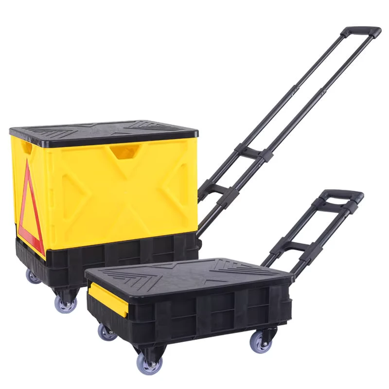 Large Capacity Shopping Trolley Grocery Cart With Wheels Supermarket Basket Plastic Shopping Hand Push Trolley Cart