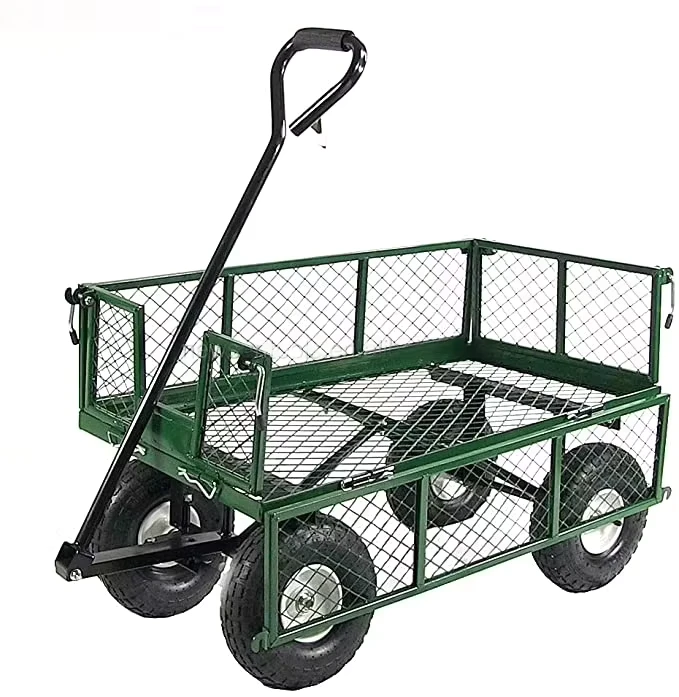 Large Double Seck Metal Wagon Steel Utility Garden Cart