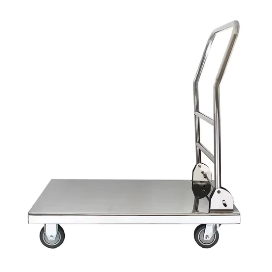 Large Flatbed Stainless Steel Kitchen Trolley with Silent Wheels Multipurpose Pushcart for Hotel Restaurant Use Carrying Goods