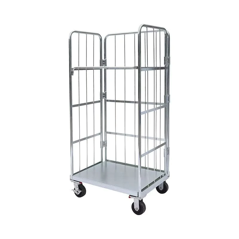 Large Heavy Duty Nestable Metal Industrial Wire Mesh Warehouse Push Cart Roll Cage Logistics Trolley
