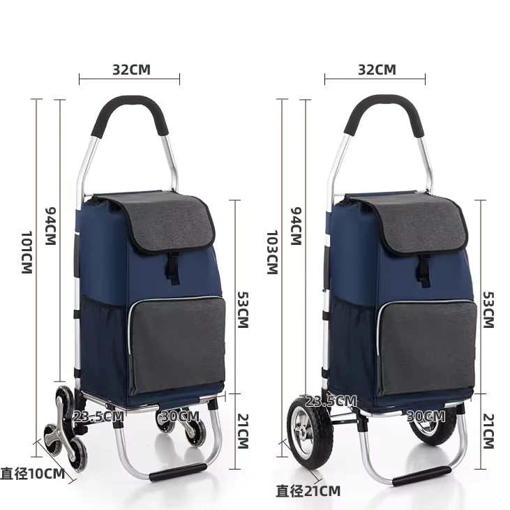 Large Load Capacity Shopping Trolley with Thermal Insulation Bag Lightweight Shopping Trolley Cart With Shopping Bag