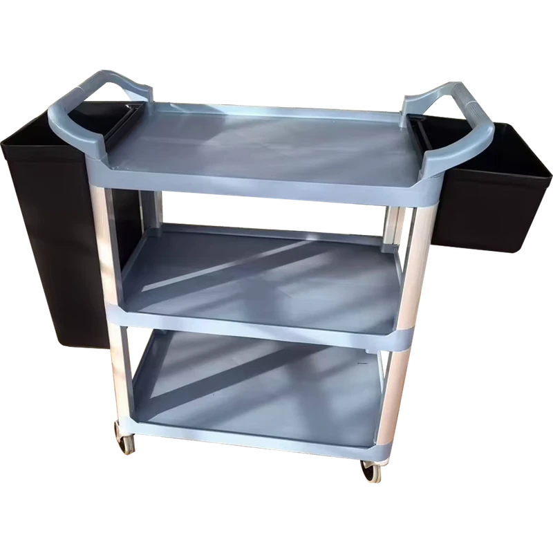Large Mobile Service Trolley for Cleaning Dual Handle and Casters Multifunctional Utility Service Cart