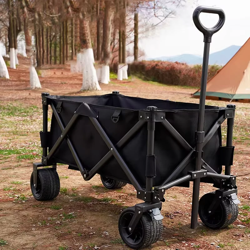 Large Outdoor Camping Wagon Cart with Dual Bearings Compact Foldable Folding and Portable for Picnics Stalls or Campsites