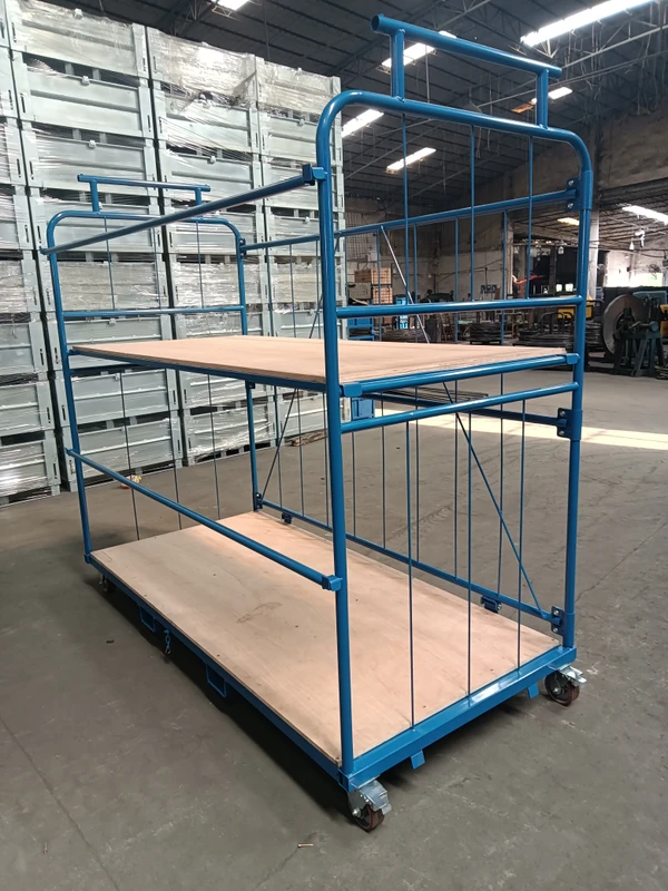 Large Picking Trolley Multi Tier Warehouse Cage Trolley Logistics Steel Cargo Trolleys Heavy Duty Cart