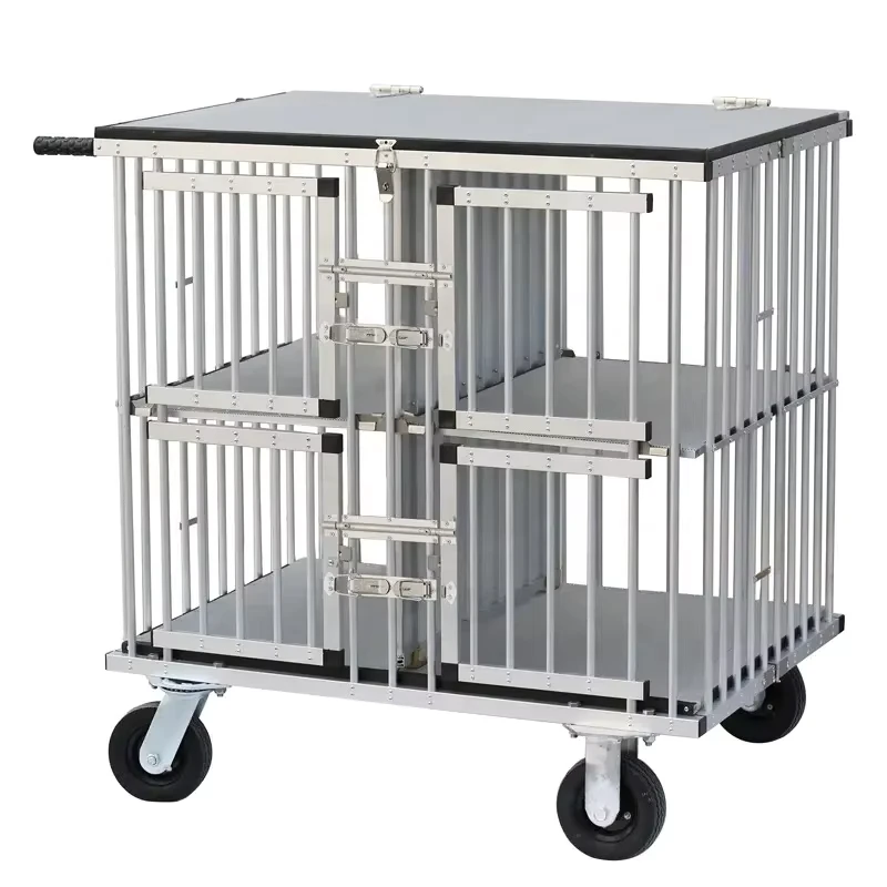 Large Size Aluminum Dog Trolley Pet Show Trolley Portable Pet Stroller Dog Show Cage