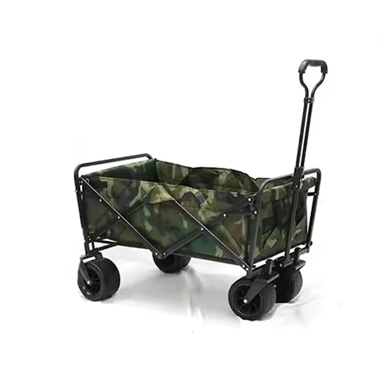 Large Size Outdoor Camping Trolley Pull Along Wagon Cart with Steel Tube Frame and 600D Oxford Fabric Easy Folding