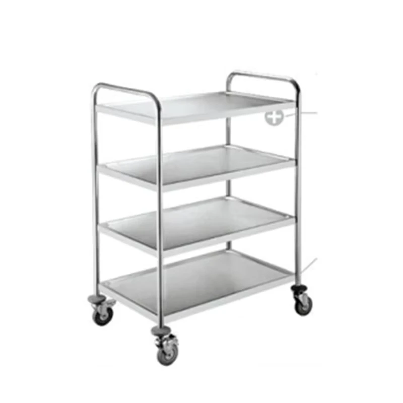 Large Size Square Tube 3-Tier Stainless Steel 201 Serving Hotel Trolley Cart for Restaurant
