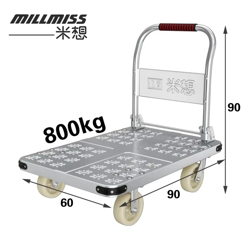 Large Steel Platform Cart with 6in TPR Wheels 800kg 1000kg Load Platform Truck Cart