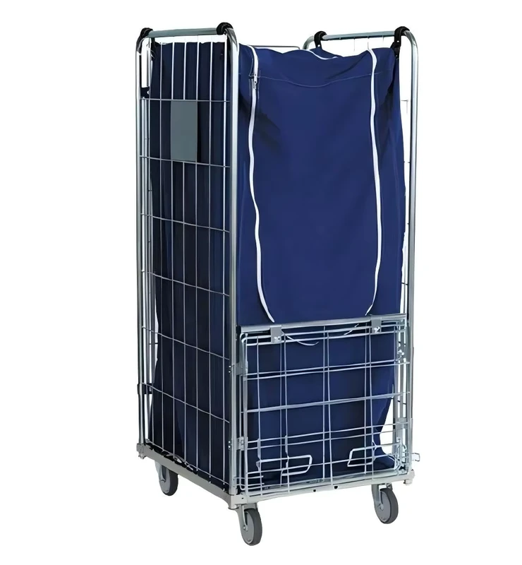 Large Storage Hospital Warehouse Laundry Industry Trolley Roll Cage Container Inside Inner Outer Linen Bag Covers