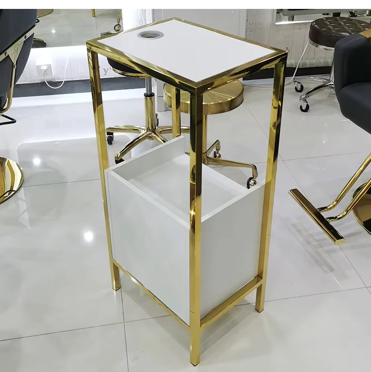 Latest Design Beauty Hair Salon Furniture Gold Salon Trolley Removable Beauty Trolley Makeup Storage Trolley