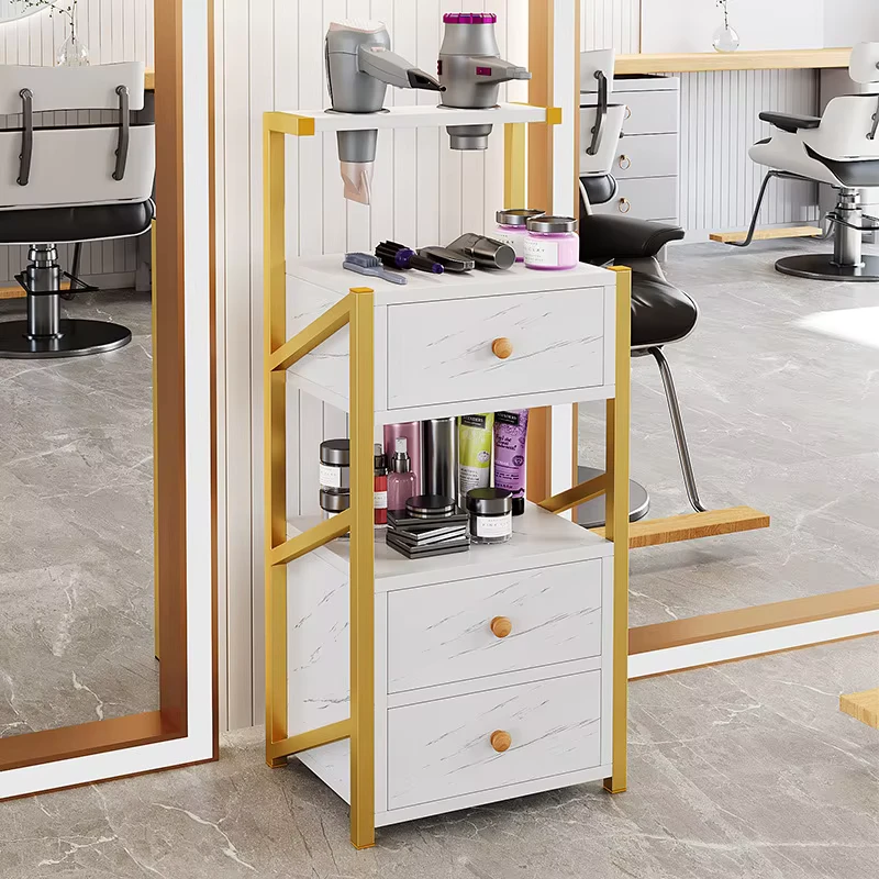 Latest Design Salon Furniture Gold Salon Trolley Removable Beauty Trolley Makeup Storage Trolley