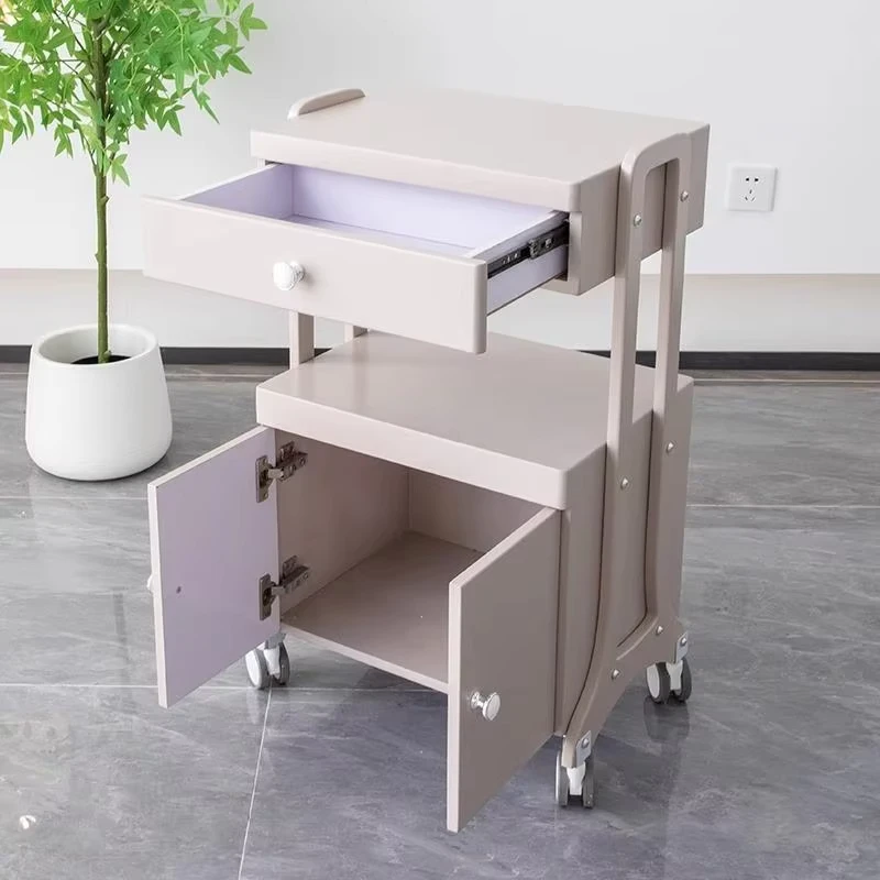 Latest High End Modern Multi Functional Nail Art Tattoo Salon Cabinet Stainless Steel Beauty Trolley with Movable Storage Rack