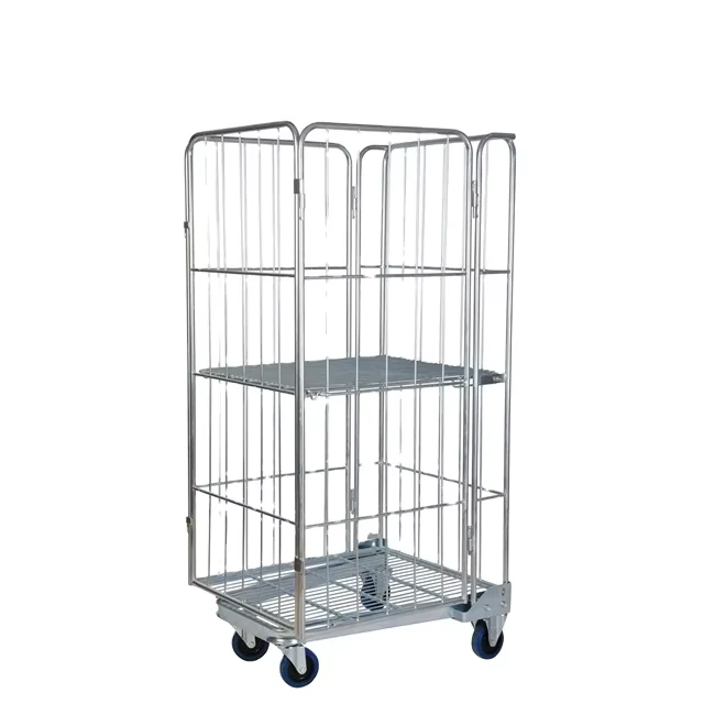 Laundry Cage Cart Storage Trolley Rolling Metal Storage Cage Roll Container with Wheels