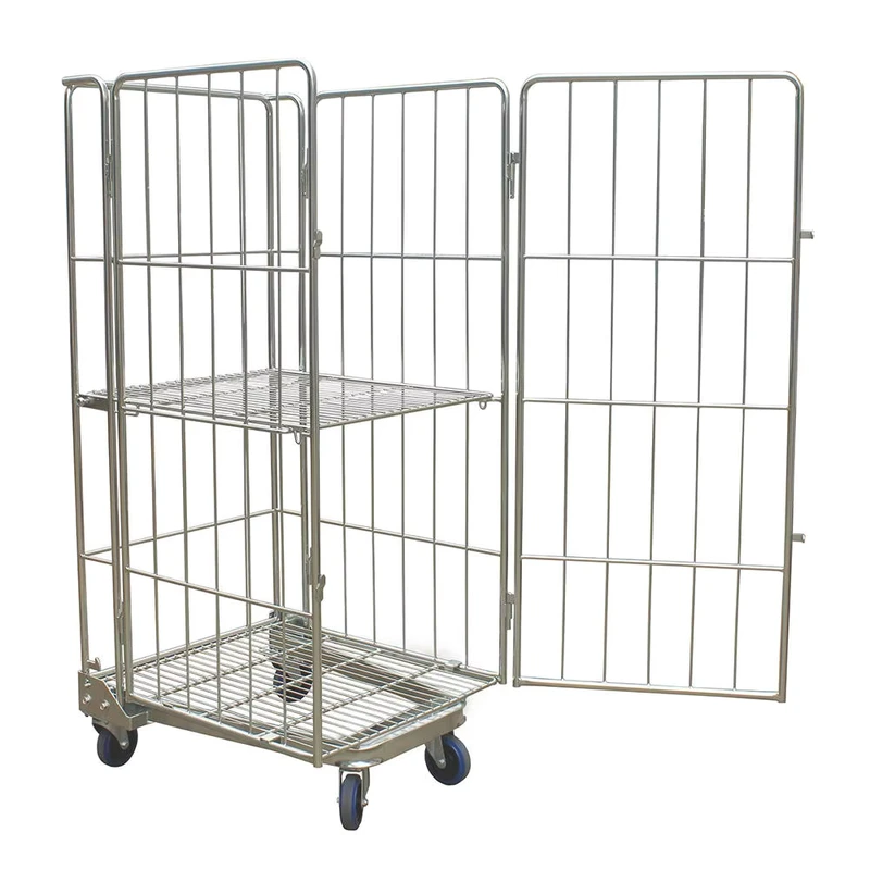 Laundry Cage Cart Storage Trolley Rolling Metal Storage Cage Roll Container with Wheels