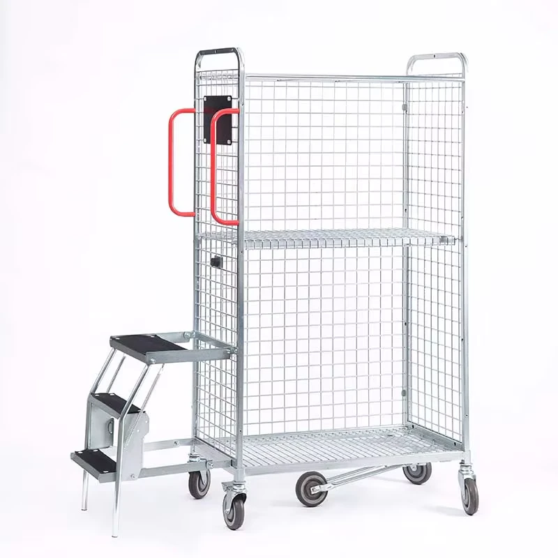 Laundry Cage Cart Storage Trolley Rolling Metal Storage Cage Roll Container with Wheels