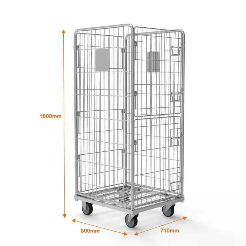 Laundry Roll Cage L710xD800xH1800mm Galvanized Logistic Roll Container Trolley for Linen Laundry Service Cargo Storage Equipment