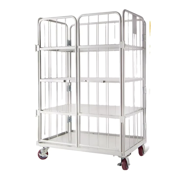 Laundry Roll Container Cargo Storage Foldable Cage Cart Trolley