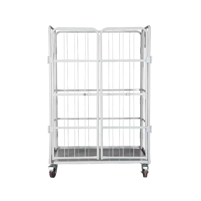 Laundry Security Collapsible Mobile Industrial Foldable Transport Rolling Cages Trolleys