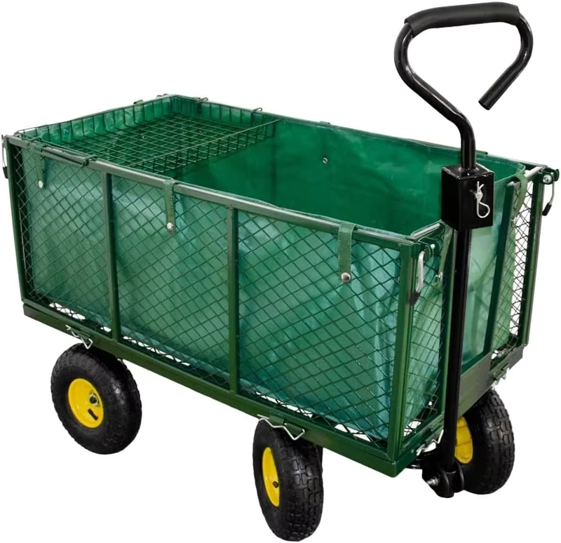 Lawn Cart Utility Heavy Duty Yard Garden Hand Trolley Practical Handcart Outdoor Utility Garden Wagon With Removable Sides