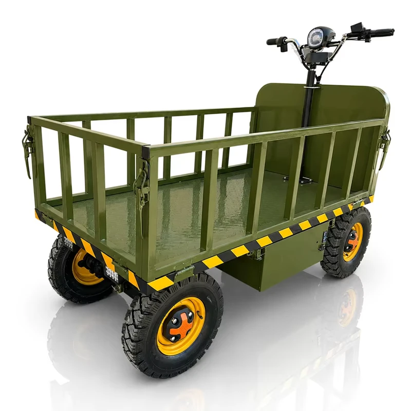 Lead acid Battery powered Small Four wheeled Flatbed Cargo Transport Trolley Carts for Farm Use