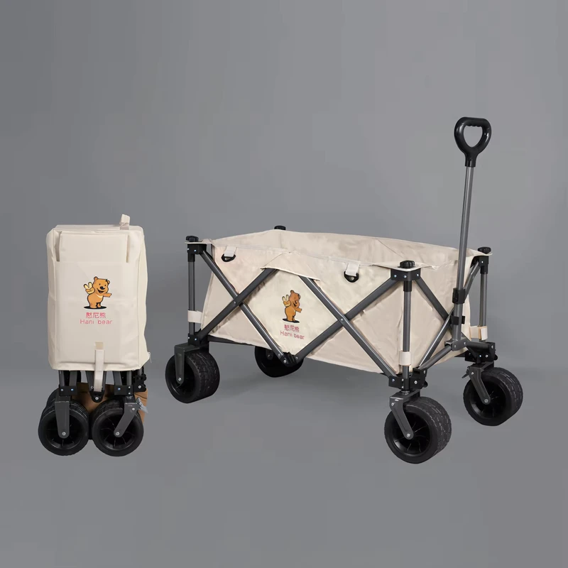 Length Adjustable Outdoor Folding Carry Beach Cart Camping Wagon Picnic Portable Cart Folding Wagon