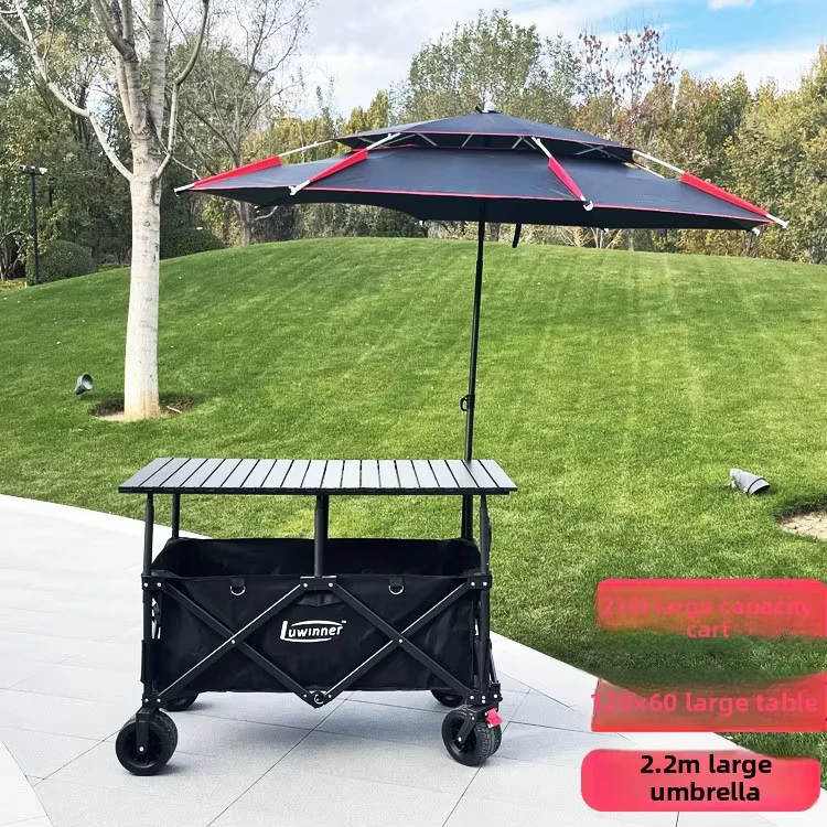 Liftable Folding Camping Night Market Food Service Cart Large Size Tabletop Design 110x60x60cm Model 001