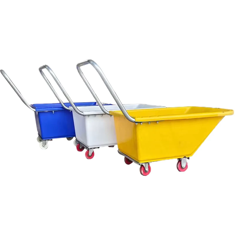 Light Duty 4 Wheel Plastic Hand Cart Large 100kg Load with 1 Year Warranty and Reinforced Structural Parts for Construction Site