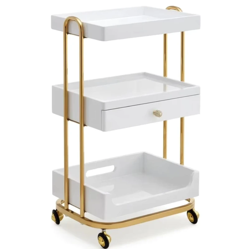 Light Luxury High End Metal Salon Trolley Multi Purpose Beauty Salon Health Club Tool Storage Car Factory Direct