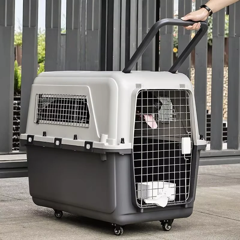 Light Luxury IATA Approved Pet Airline Kennel Telescopic Handle & Rolling Wheels Eco Odor Free Box for Cats & Dogs