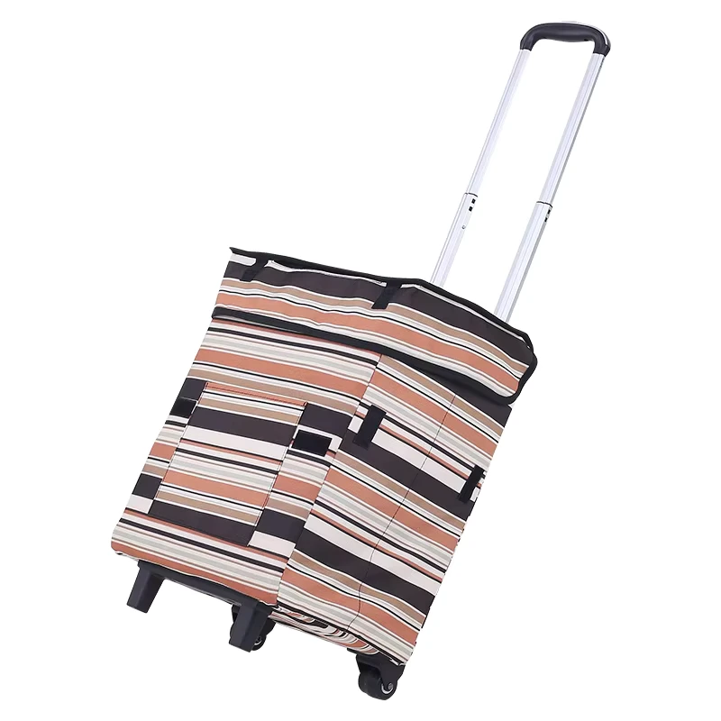 Light Weight Foldable Trolley Cart Hand Push Trolley for Shopping with 4 Wheels Folding Shopping Trolley for Super Market