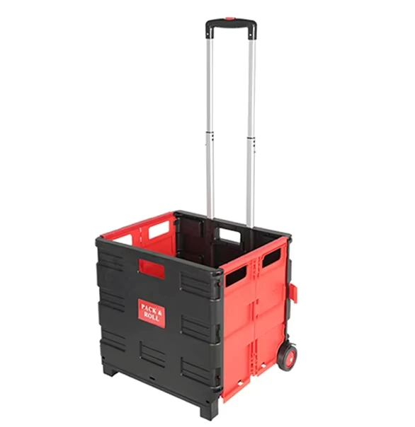Light Weight Plastic Foldable Shopping Hand Trolleys Carts & Trolley Foldable Crate With Wheels Personal Supermarket Using